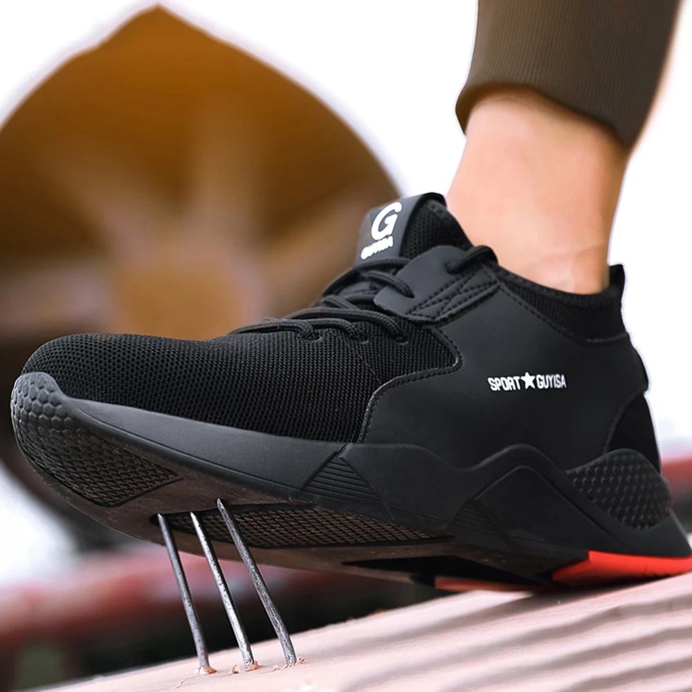 2023 new work shoes men's light sneakers Safety comfortable large size anti-smashing steal toe casual non-slip puncture shoes