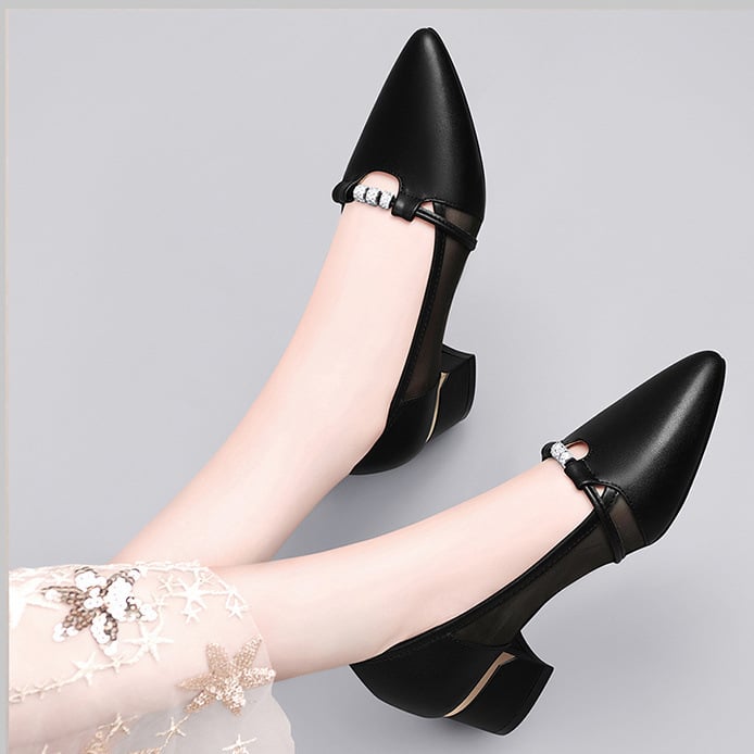Female Fashion Green Breathable Hollow Out High Heel Shoes Women Classic Black Office Pumps for Spring Summer