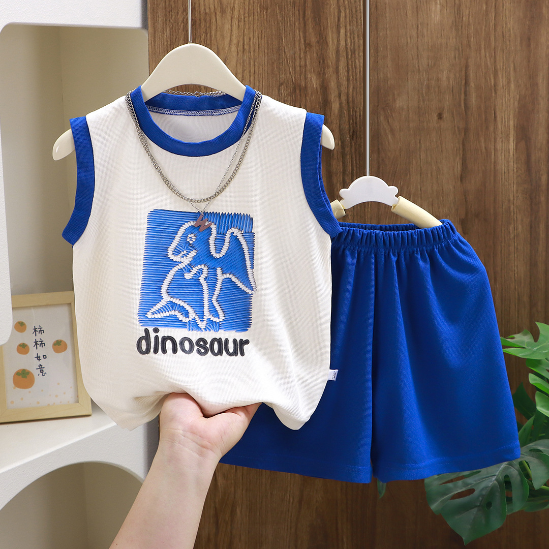 Children's Summer Vest Set 3-8 Years Boys Clothing Sets Sleeveless T-shirt Shorts Korean Version Fashion loose Sportswear Outfit
