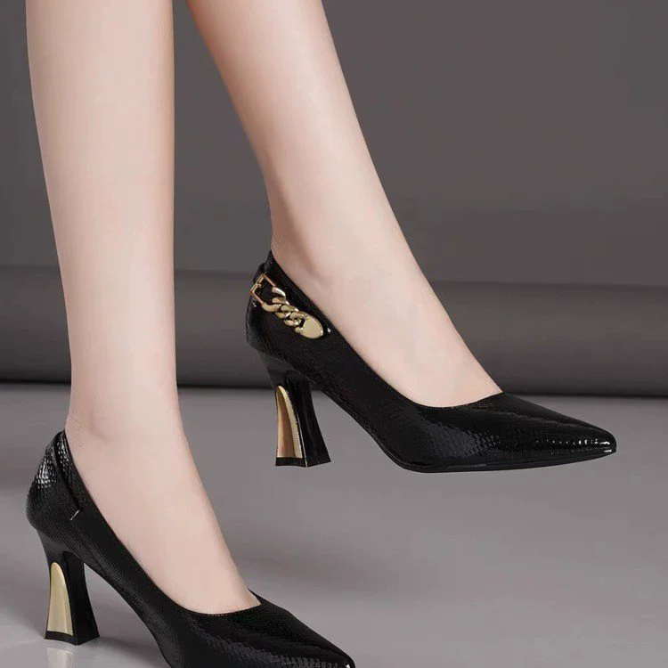 Basic Wine Snakeskin Leather Women Shoes Stiletto High Heels Pointy Toe Women Pumps Weddings Party Size 34-42 Shoes Woman