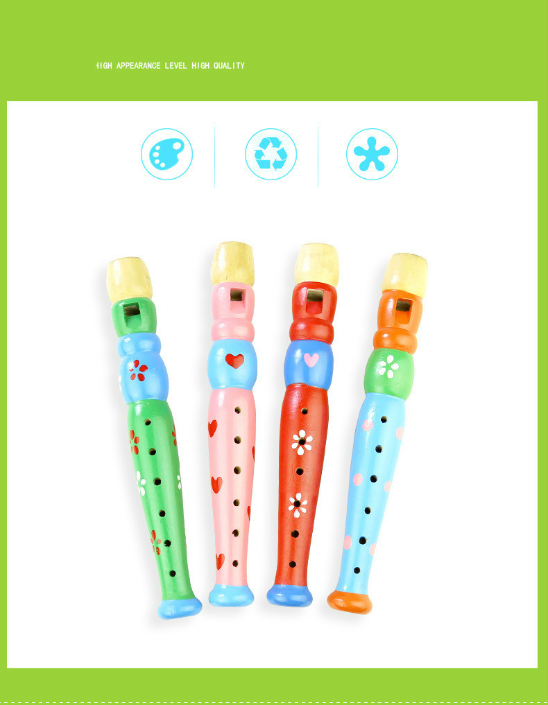 Wooden flute children's toys wooden piccolo baby music early education development learning wind instruments
