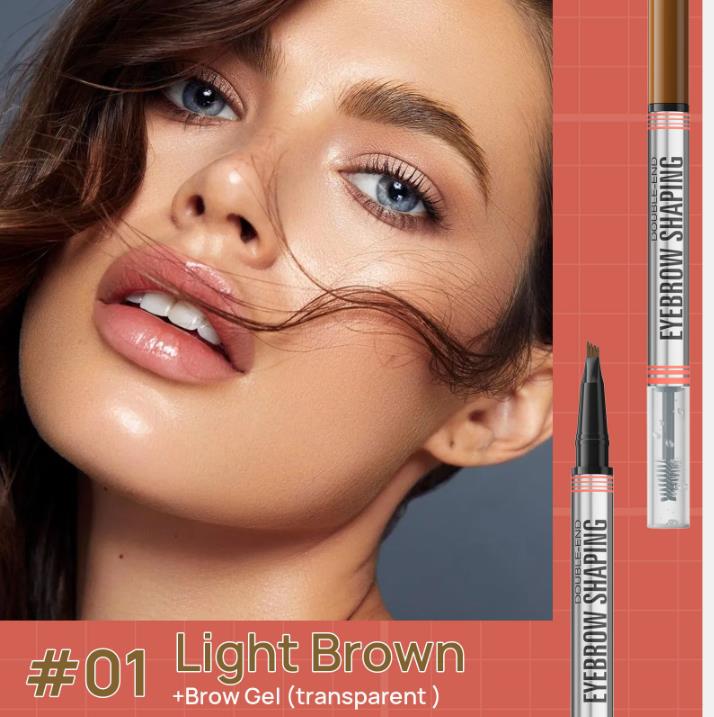 1PC Double-End Liquid Eyebrow Pencil 4-Tip Head Long Lasting Waterproof Sweat-Proof Quick Dry 2in1 Eyebrow Shaping Cream