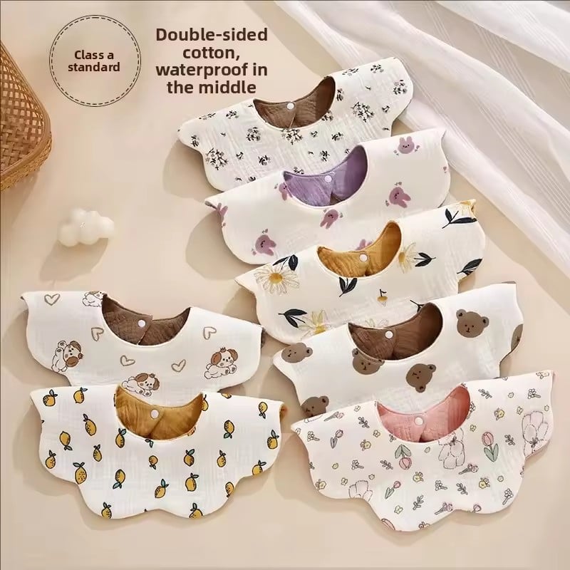 Organic Cotton Muslin Newborn Baby Bibs For Teething Drooling Soft & Absorbent Saliva Towel Burp Cloth Baby Feeding Drool Bibs