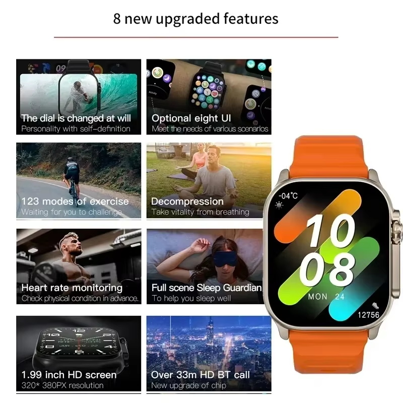 T800 Ultra Watch Series 8 Ultra Smart Watch Men Women Sport Waterproof Wireles Charger SmartWatch