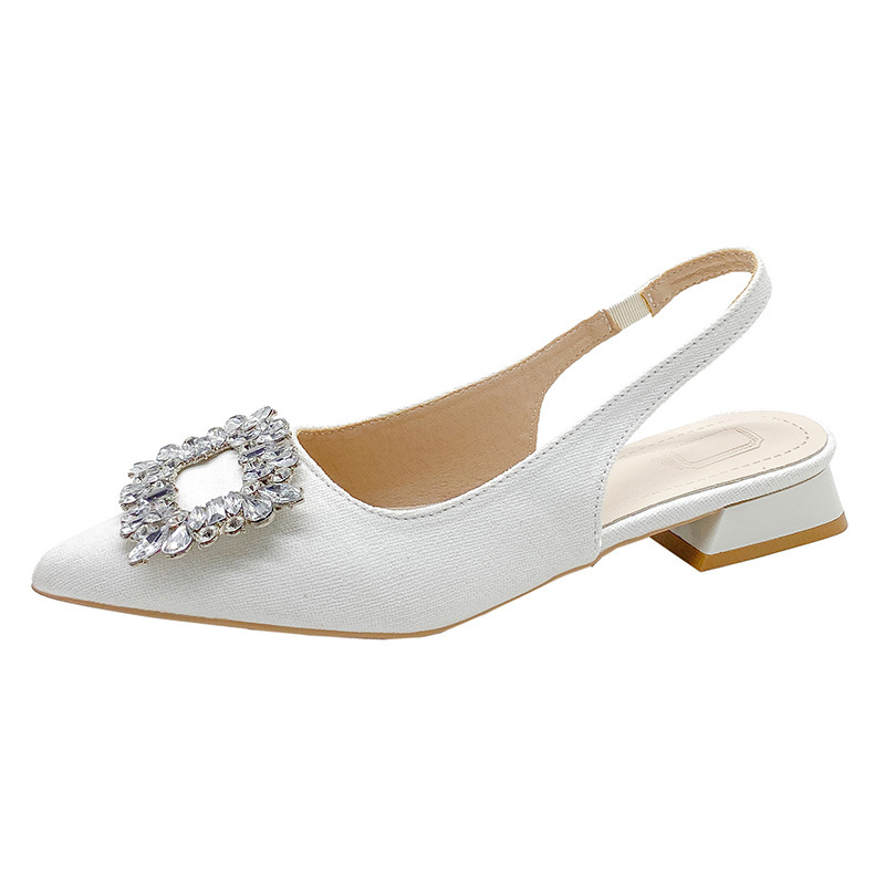 Rhinestone Plus Size Sandals Women Glitter Party Dress Pointed Single Shoes