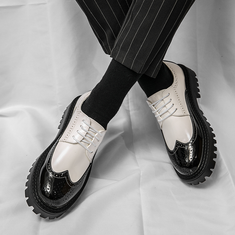 Spring Luxury Brand Brogue Men's Shoes Thick-soled Casual Shoes British Style Oxford Shoes Lace-up Shoes Moccasin