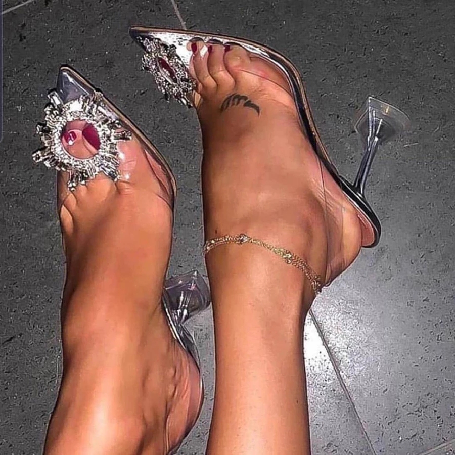 Brand Women Pumps Luxury Crystal Slingback High Heels Ladies Summer Shoes Pumps Woman Heeled Party Wedding Shoes Plus Size