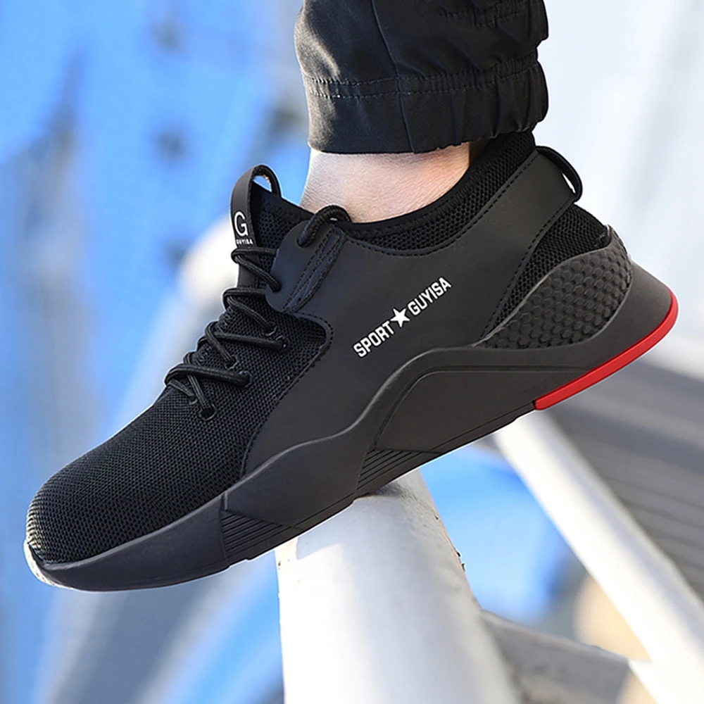 2023 new work shoes men's light sneakers Safety comfortable large size anti-smashing steal toe casual non-slip puncture shoes