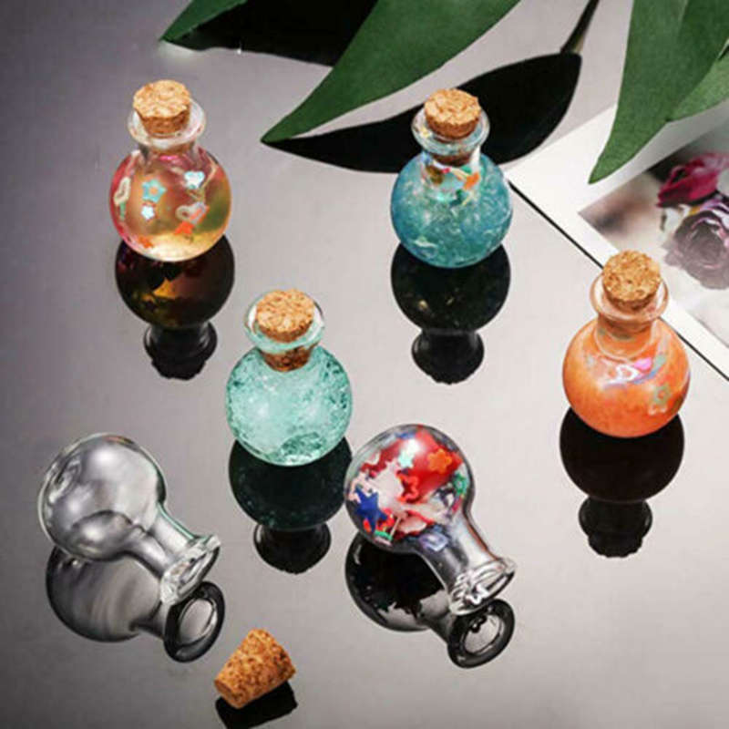 10pcs/pack Small Cork Stopper Glass Bottles Clear Empty Jars Vials Spell-Pagan Pendants