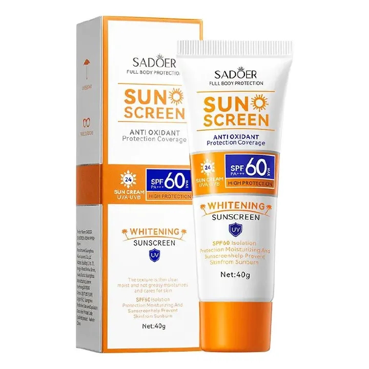 Sadoer Sunscreen Full Body Protection Sun Screen Whitening SPF PA+++ 60 Outdoor Protection Sun Cream UVA-UVB, Moisturizing