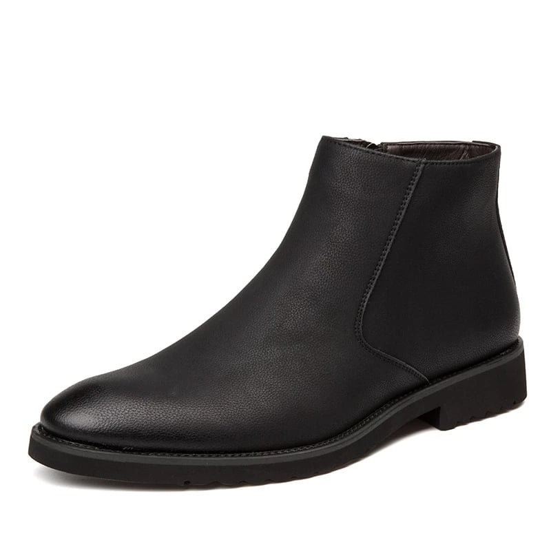 Spring Fashion Leather Men Boots Convenient Zip Pointed Toe Business Dress Boots Shoes Men Black Brown Ankle Boots Men