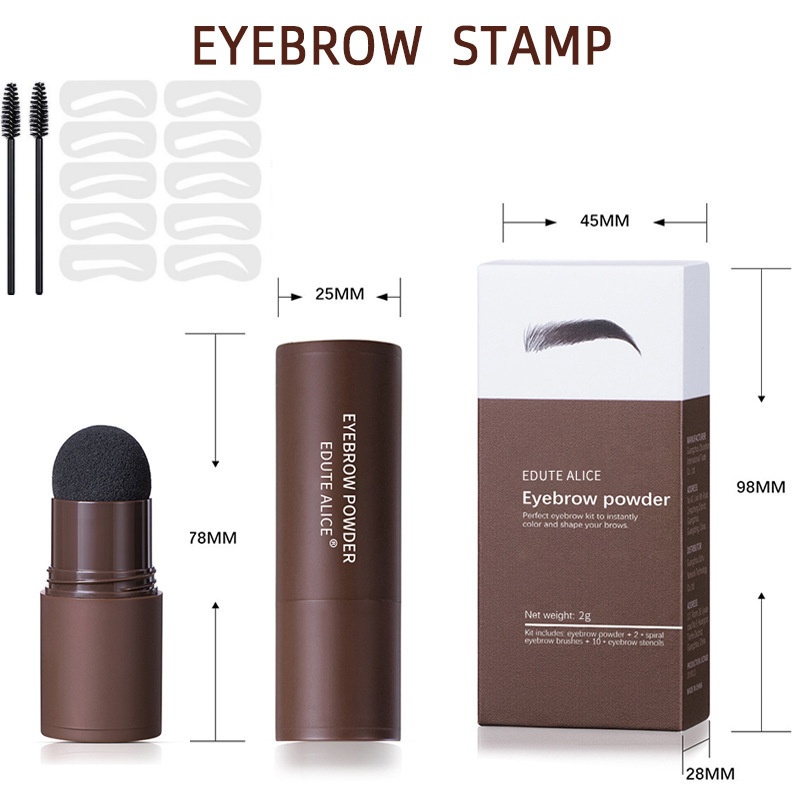 Eyebrow Stamp Shaping Waterproof Brow Powder Makeup Kit Natrual Eye Eyebrow Stick Hair Line Contour Dark Brown Lasting