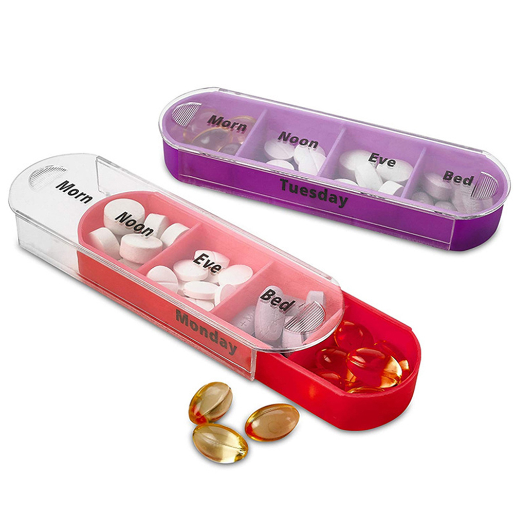 Weekly 7 Days Pill Box 28 Compartments Pill Organizer Plastic Medicine Storage Dispenser Cutter Drug Cases for Home Travel