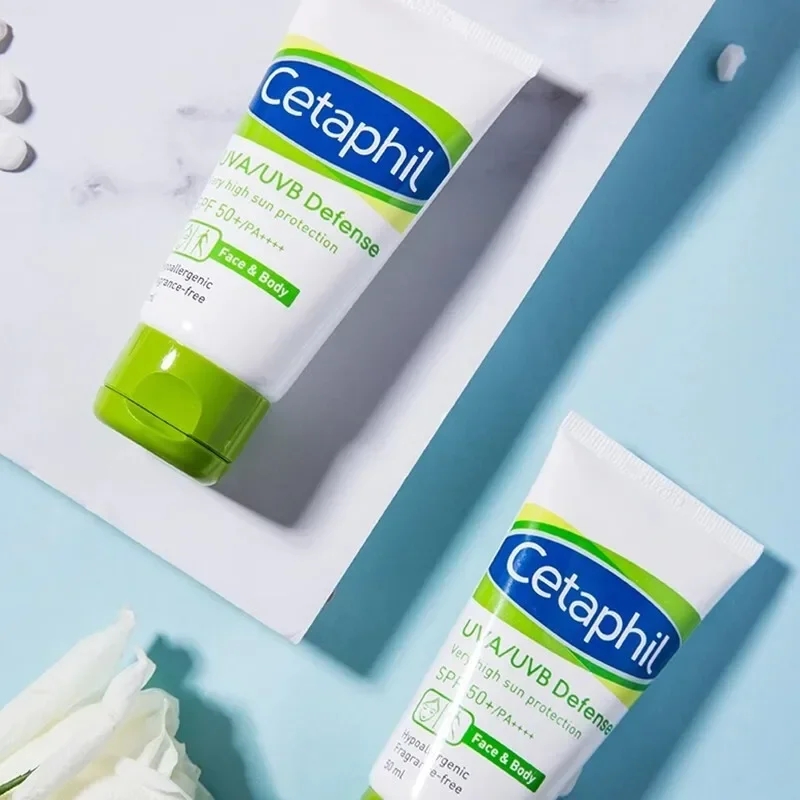 Set Cetaphil Uva/uvb Defense Sunscreen Spf 50+ Moisturizing Sun Protection Cream For Face Body Anti Aging Skin Care Product