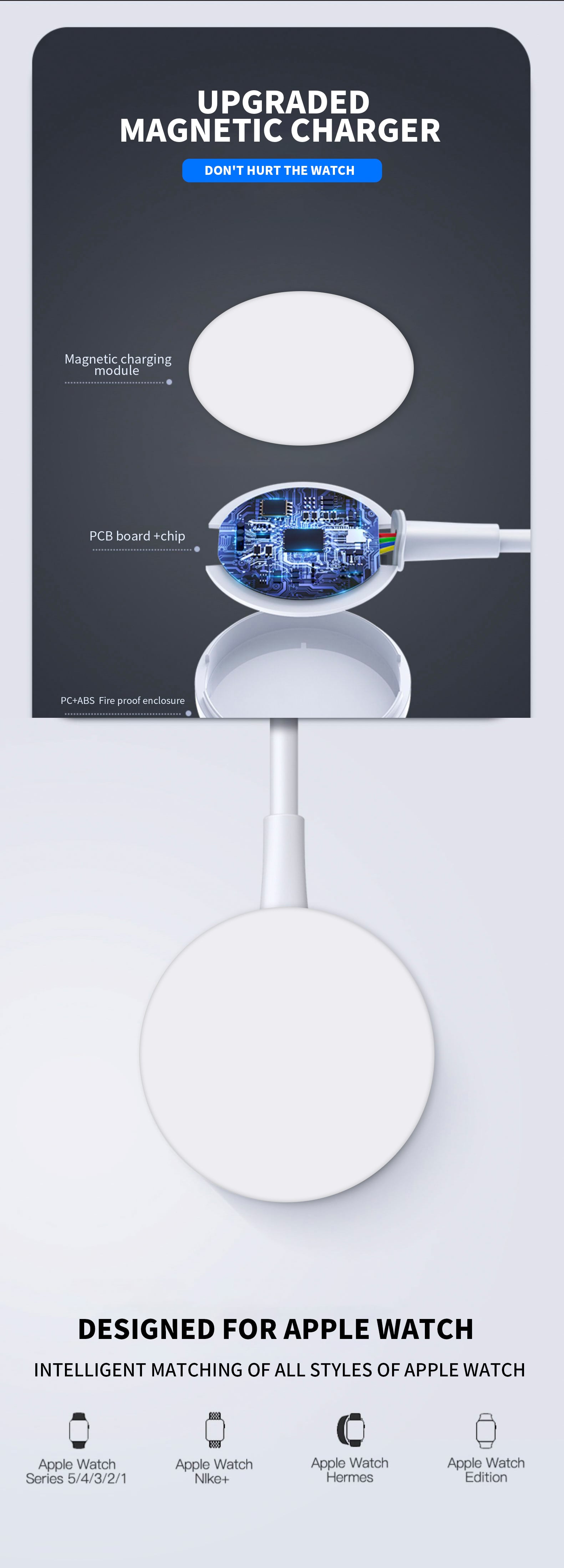 Wireless Charger for IWatch 6 SE 5 4 Magnetic Charging Dock Station USB Charger Cable for Apple Watch Series 5 4 3 2 1