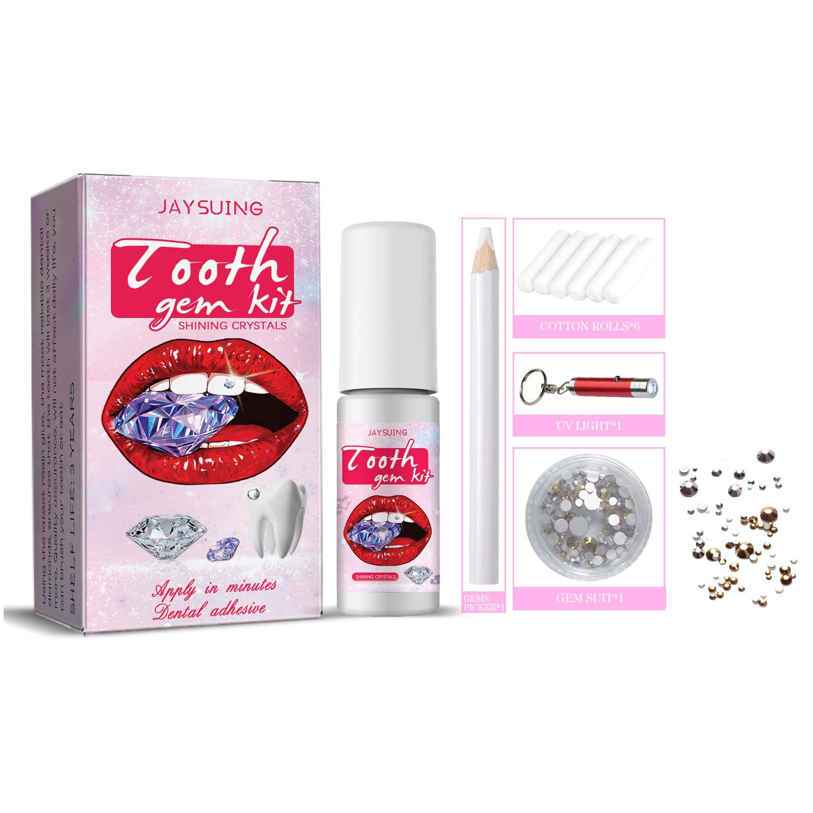 DIY Tooth Gem Kit, With UV Curing Light, Resin Glue, Gem Suit, Gems Picker, Tooth Jewelry Kit, Removable Tooth Ornaments, Artifi