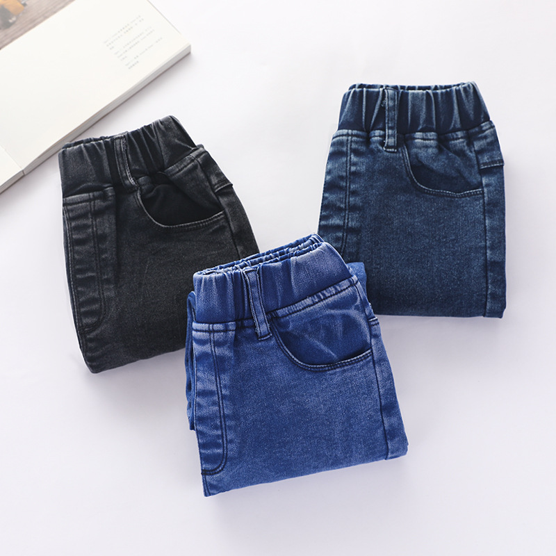 Children's spring and autumn pants high elastic slim fit denim pants