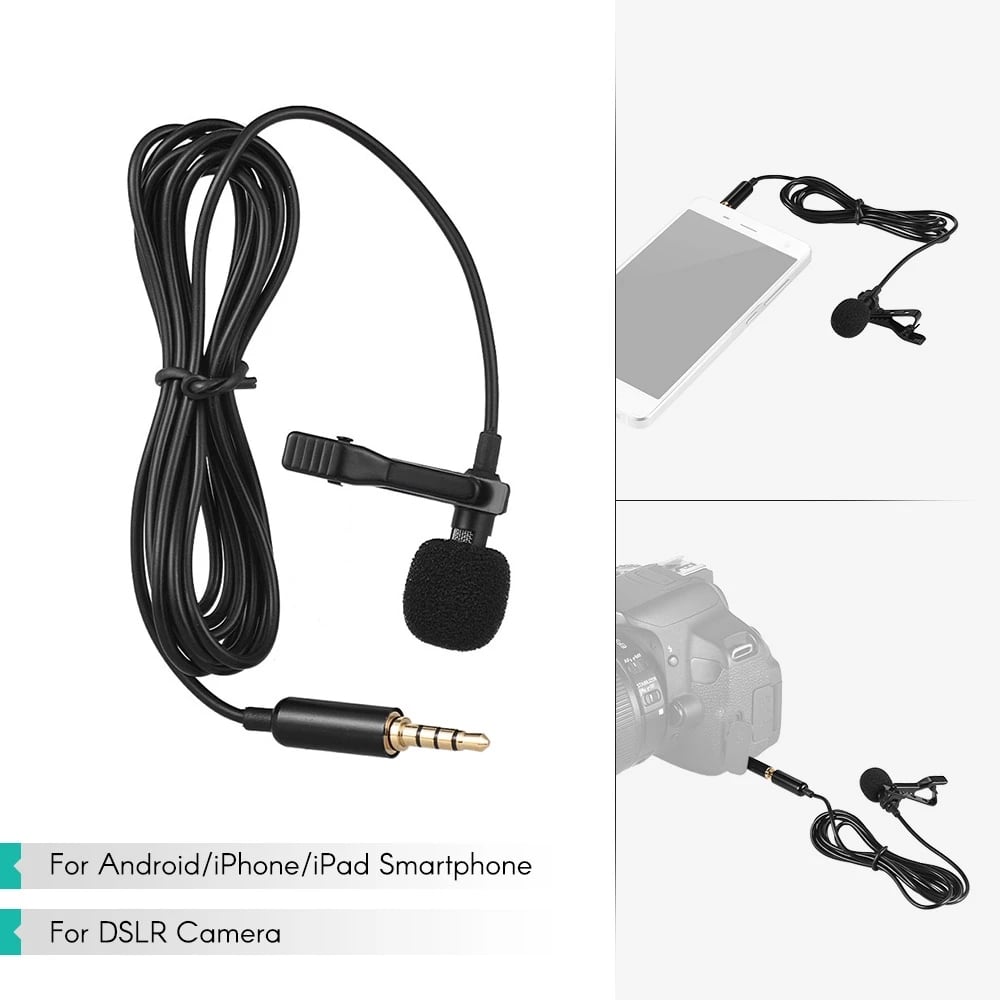 Andoer 1.45m Mini Portable Microphone Condenser Clip-on Lapel Lavalier Mic Wired Mikrofo/Microfon for Phone for Laptop