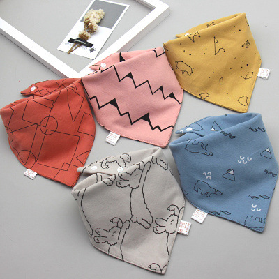 5 / Baby Bibs Triangle Double Cotton Bibs Cartoon Print Saliva Towel Baby Boys Girls Feeding Apron Cotton Bandana Bibs