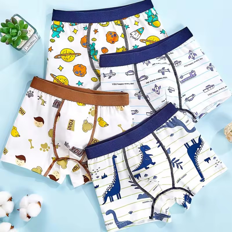 4 Pack Boys Boxer Briefs Soft Cotton Underwear Comfortable Kids Underpants for Big Boys