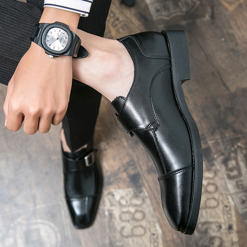 Men's Dress Shoes Formal Men Monk designer shoes italian Oxford Shoes For Men Wedding Dress Brand Leather Double Buckles brown