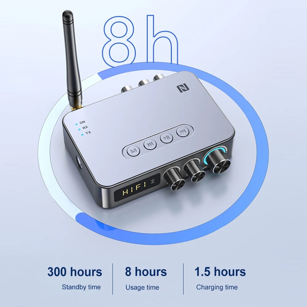 M9Pro Bluetooth Audio Receiver Transmitter Wireless Audio Adapter NFC/AUX/2RCA/USB/TF/FM/6.5mm Mic for TV Amplifier Projector
