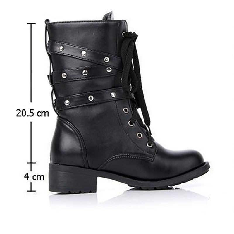 Fashion Women Boot Punk Gothic Style Lace up Round Toe Boots Women Shoes Short Boots Street Motorcycle boots mujer zapatos