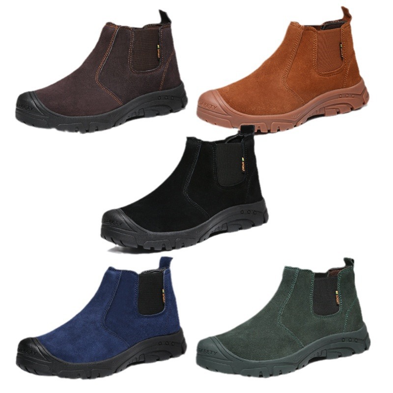 Men Welder Work Shoes Anti-Smash Protective Work Boots Steel Toe Safety Shoes Suede Indestructible Safety Boots Men Footwear