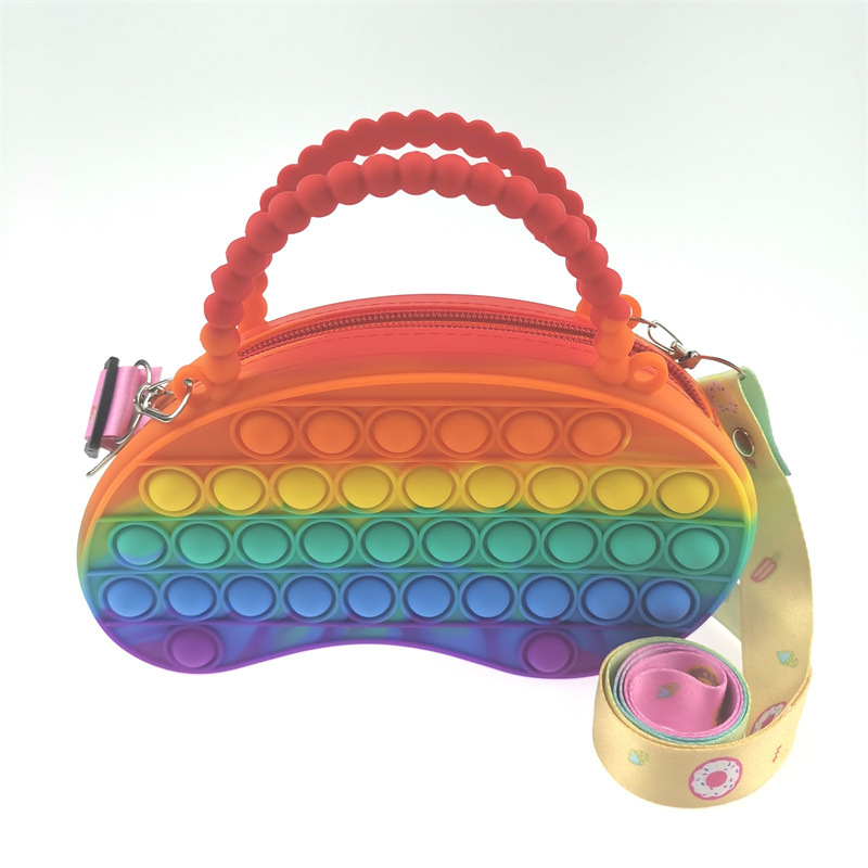 New Antistress Push Pop Bubble Decompression Mango Bags Silicone Crossbody Reliver Autism Handbag Coin Purse