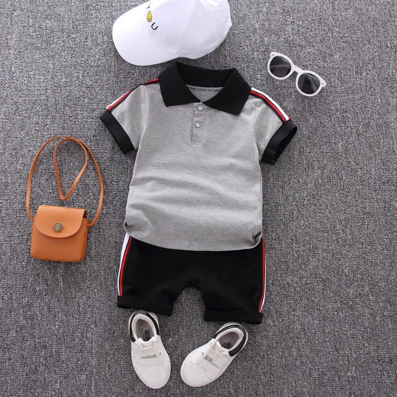 Baby boy summer suit new baby children's clothing boy summer short sleeve two-piece suit tide