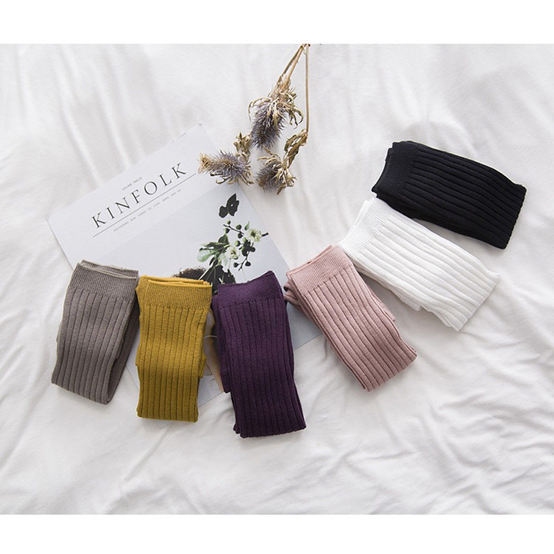 Korean vertical bar 9-point pants spring and autumn double needle candy color baby children's Leggings Capris
