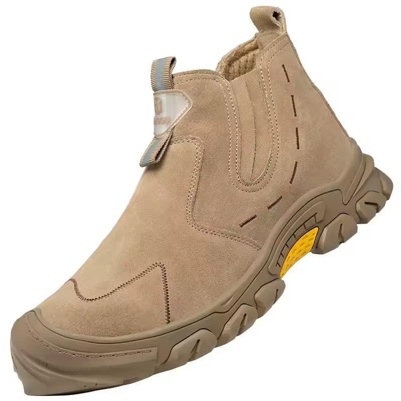 Mens fashion steel toe caps work safety boots cow suede leather welding shoes worker security ankle botas safe footwear protect