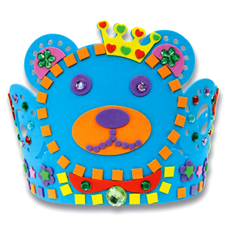 Cute 3D EVA Handmade Crown Craft Cartoon Baby Kids Birthday Headwear Crown DIY Hat Handcraft Toy Random Color