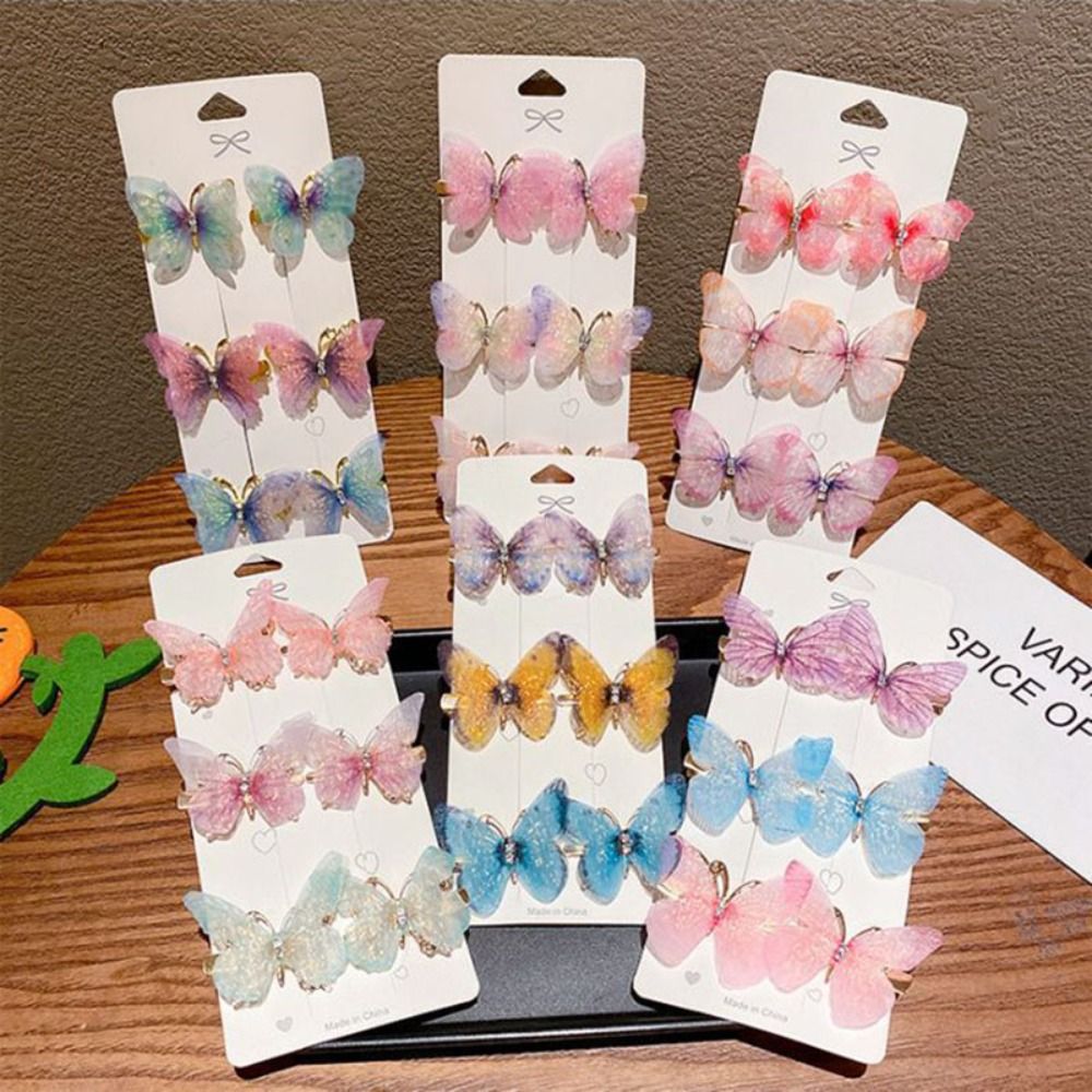 6Pcs/Set Colorful Butterfly Hairpins Girl Hair Clips Barrettes Women Sweet Hair Ornament Headwear Fashion Hair Accessories