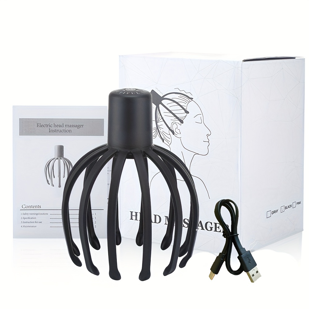 Electric Octopus Claw Scalp Massager Stress Relief Therapeutic Head Scratcher Stress Relief and Hair Stimulation Hands-Free USB