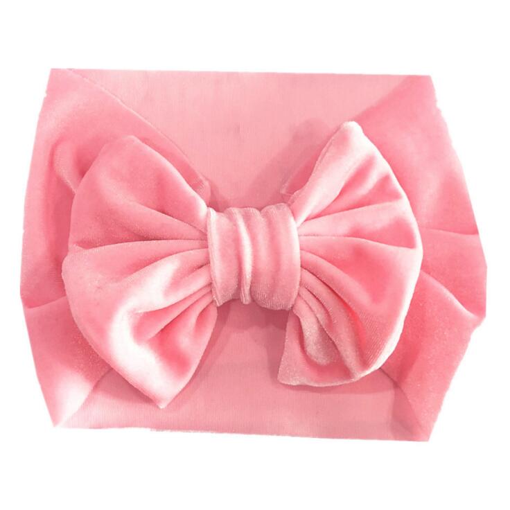 Kids Velvet Bow Turban Headband Baby Elastic Hair Wrap Knot Big Bowknot Hair Accessories Festival Headwear Gift