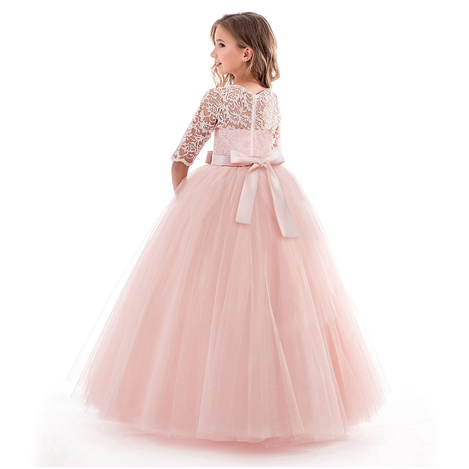 Luxe Floral Prom Gown for Girls – Delicate Lace Bodice + Full, Bouncy Tutu Skirt for Ultimate Fairy-Tale Flai