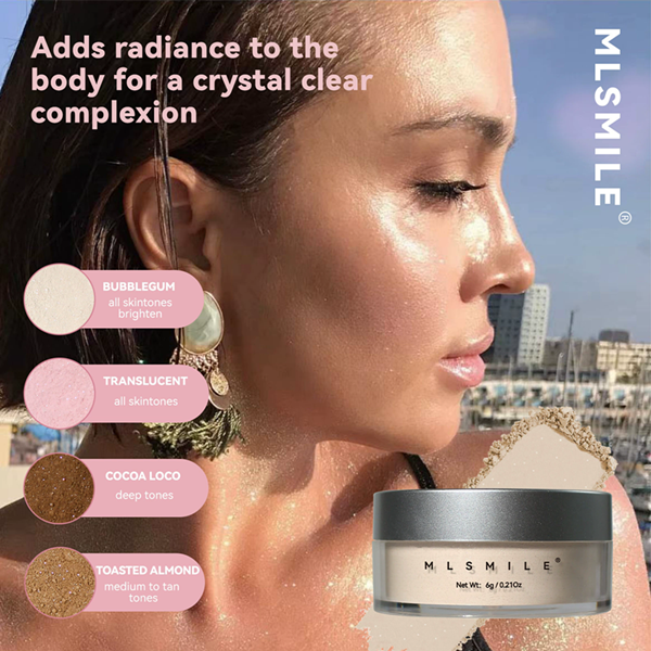 1PC Pink Glitter Setting Powder 6 Color Long Lasting Oil Control Pearlescent Natural Face Matte Shimmer Loose Powder