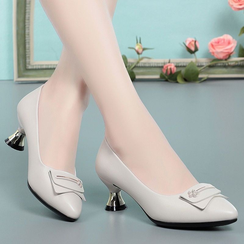 New Women Fashion Green Square Heel Pumps Lady Cute & Classic Black Office Heel Shoes Talons hauts noirs