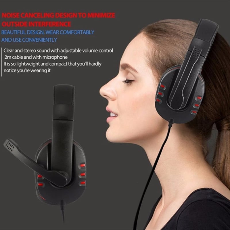 3.5mm Wired Gaming Headphones Over-Head Game Headset Noise Canceling Earphone with Microphone Volume Control for PC Smart Phone