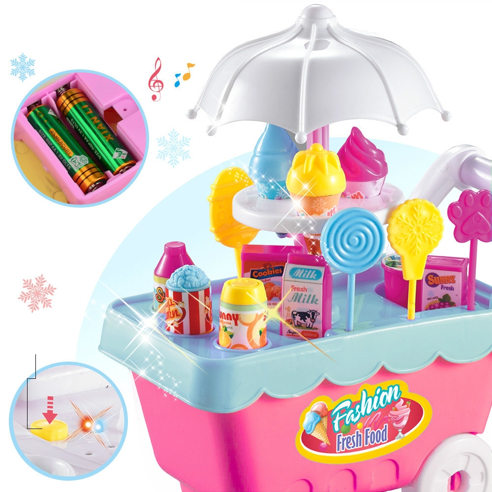 Children's simulation candy ice cream trolley girl puzzle play set toys