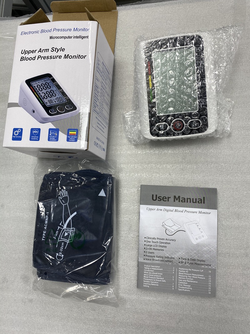 Portable Digital Upper Arm Blood Pressure Monitor Measurement Tool LCD Digital 1 Pcs Sphygmomanometer With Voice Broadcast