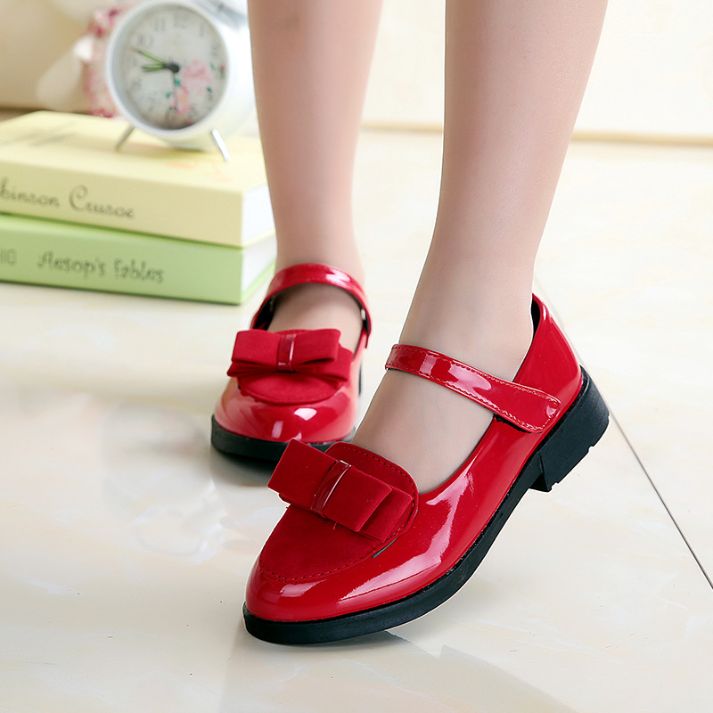 Leather Shoes for Kids Princess Sandals Dress School Fashion Bow Summer Children Black Flat Damping Shoes Wedding Party