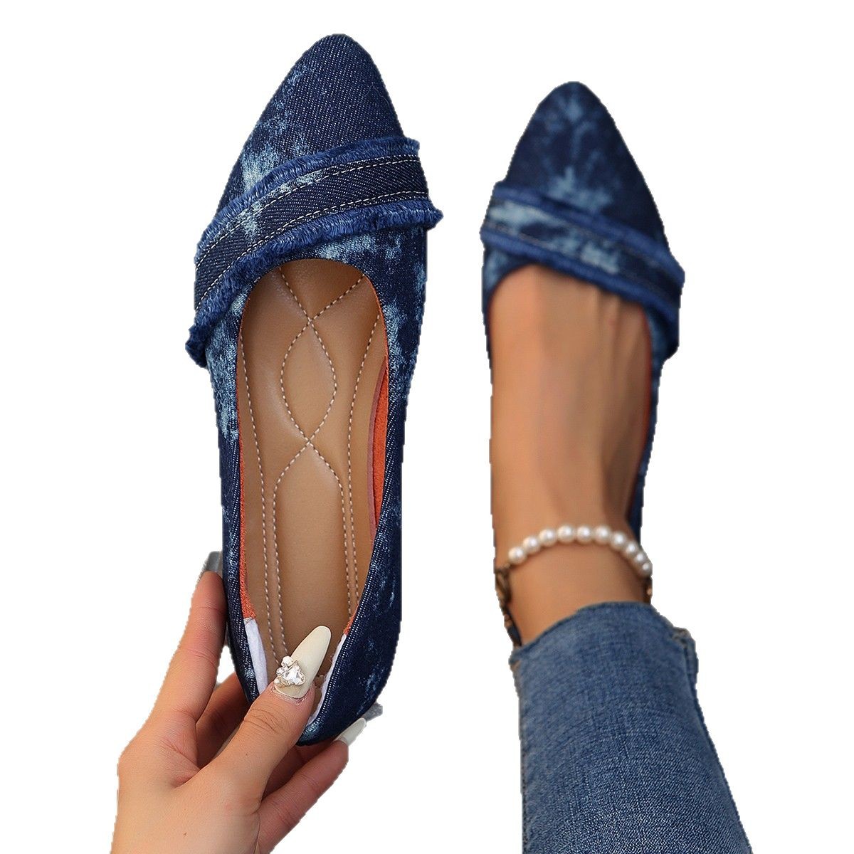 Large size single shoe new style, one foot flat, pointed, shallow mouth single shoe, fashionable and comfortable single shoe for