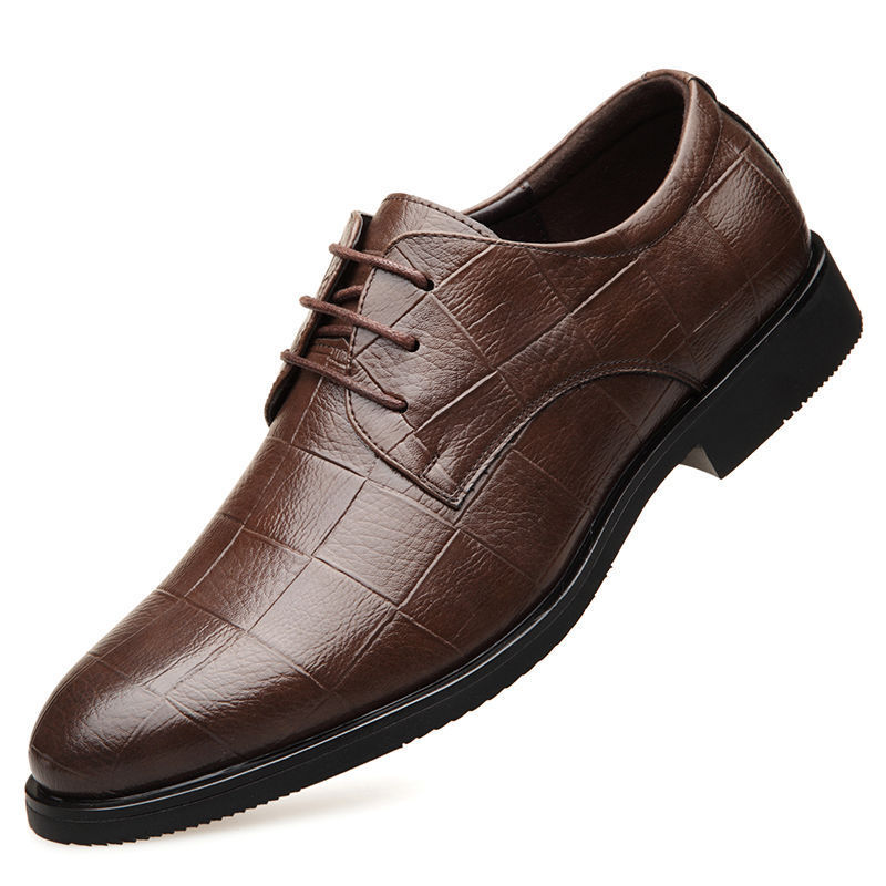 Men's Business Leather Shoes Spring Autumn Season New Casual Fashion Trend Pointed Toe Lace-Up Shoes Men
