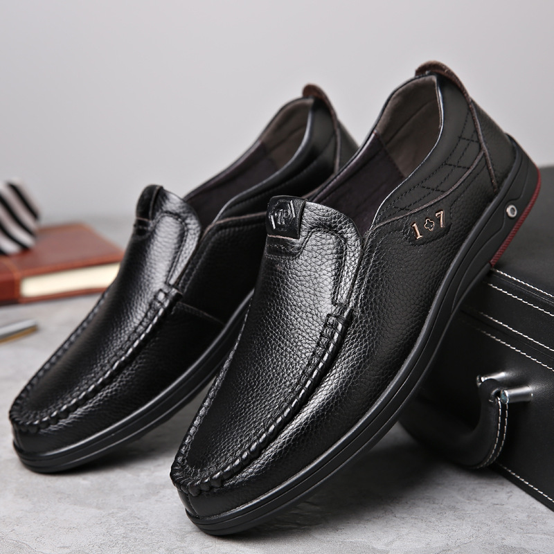 2025 Newly Men's Genuine Leather Shoes Size 38-47 Head Leather Soft Anti-slip Driving Shoes Man Spring Leather Shoes