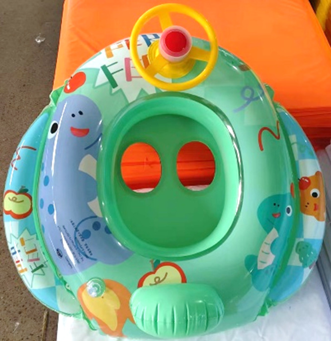 Baby Swimming Pool Float, Cute Car Design Kids Toddler Inflatable Summer Beach Floatie Boat Swim Tube Ring with Handles Safety