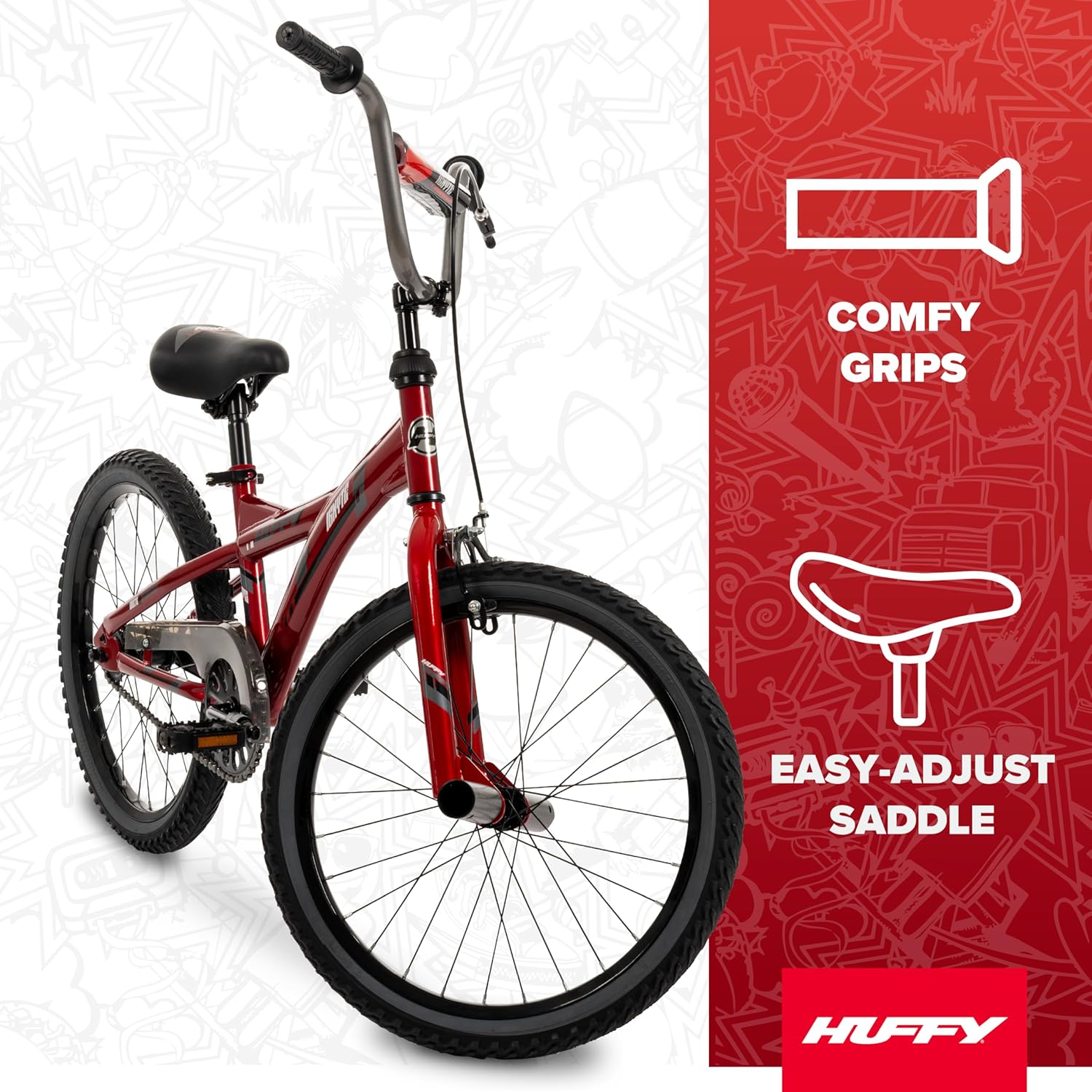 Huffy Boys and Girls 20" Bikes, Ideal for Ages 5+, Rugged and Durable Design, Easy to Assemble, Multiple Designs and Color Options Available, Beginner