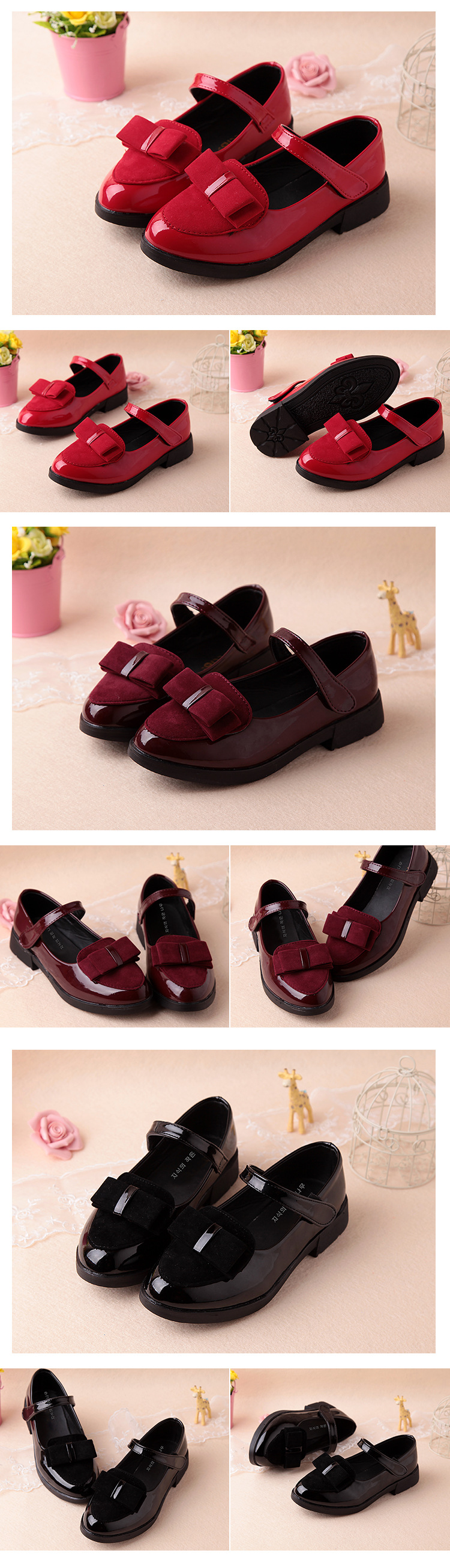 Leather Shoes for Kids Princess Sandals Dress School Fashion Bow Summer Children Black Flat Damping Shoes Wedding Party