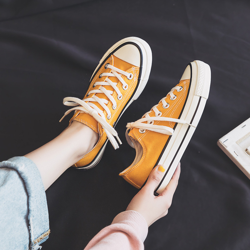 Shoes For Women Low-Top Vulcanized Canvas Platform Sneakers Black Flats Tennis Female Classic Student Small Couples Skateboard